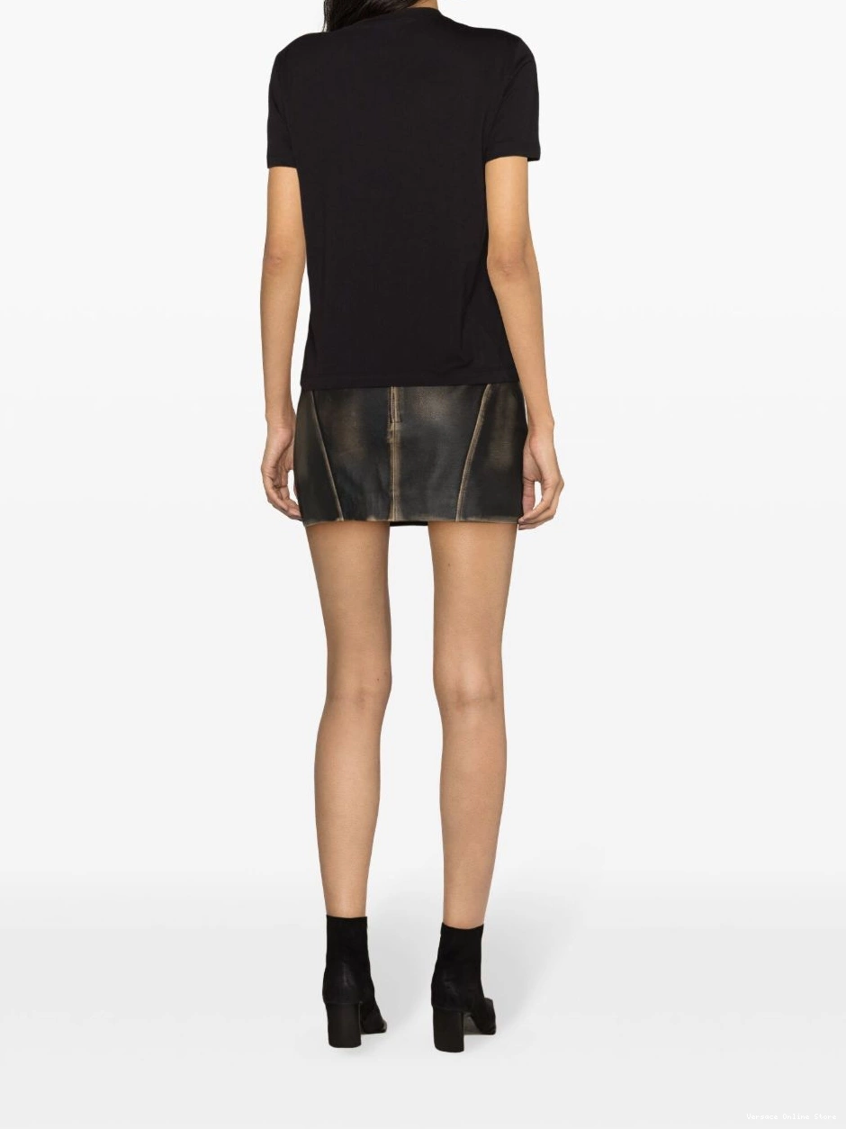 Affordable Jeans T-shirt Couture glittery-logo Versace Women cotton 0716